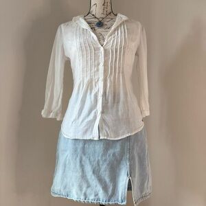 y2k vintage hollister pleated white fitted button up